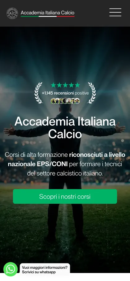 Sito Accademia Italiana Calcio su smartphone
